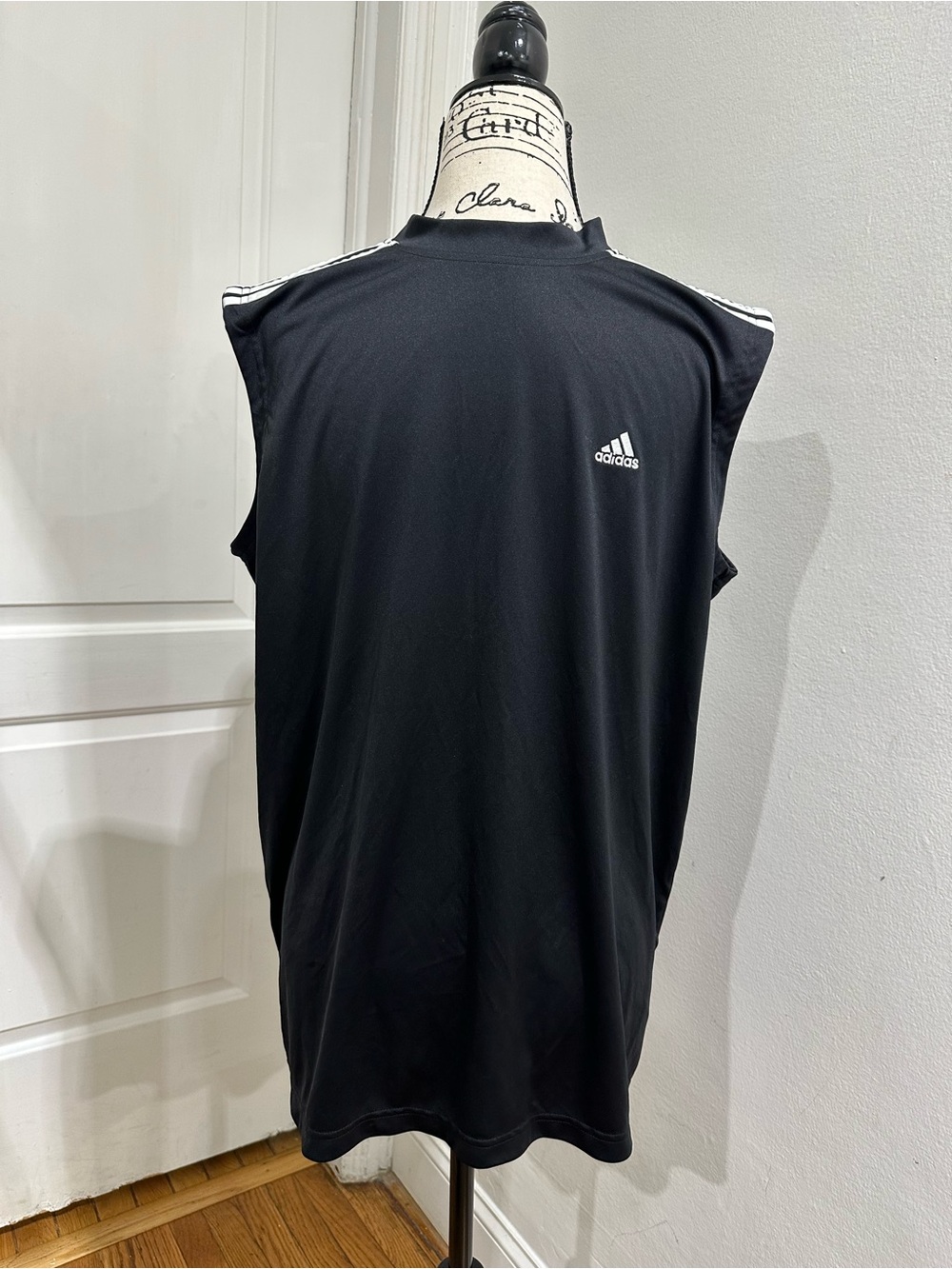 adidas Black Men's Sleeveless Training Tank with White Stripe